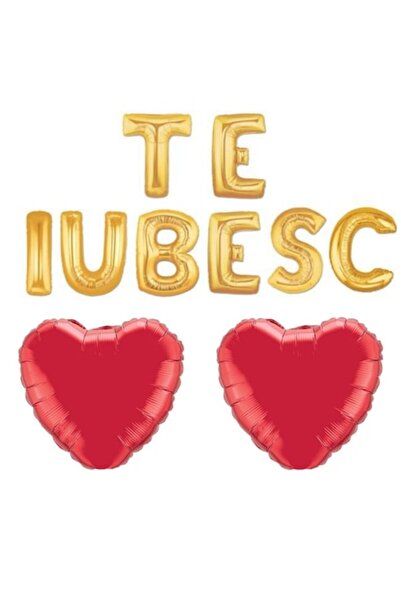 Shop Carnaval Set baloane Te iubesc, aurii, 41 cm