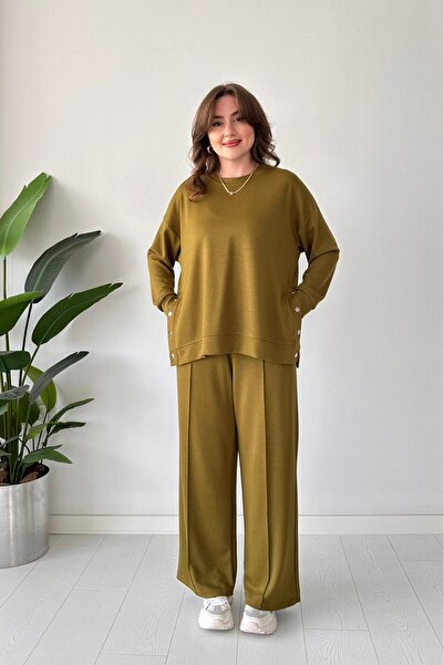 MaziButik Çimalı Snap Fastener Double Set Oil Green