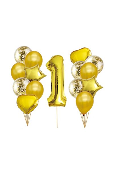 MP Mirific Party Set de 15 baloane din latex și metal, numărul 1, prima anive...