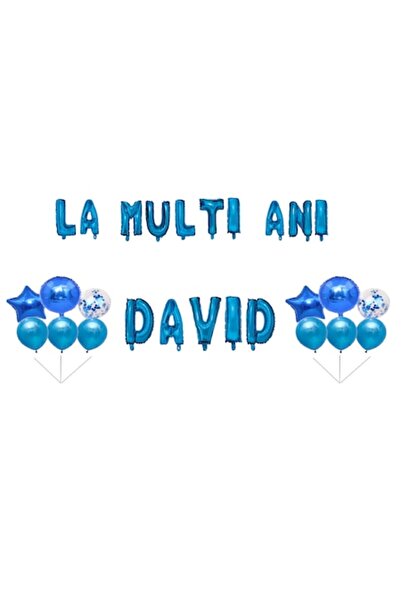 OEM Set baloane La mulți ani David, decor tort, albastru, 35 buc