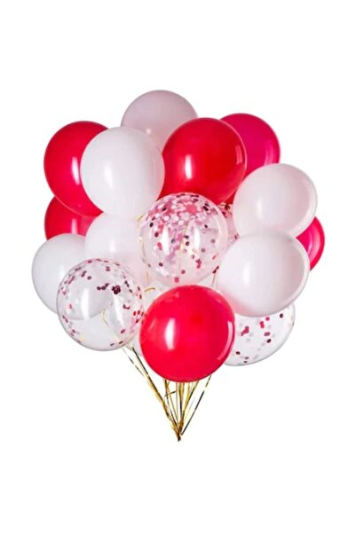 OEM Set 15 balloons for party, red / white, 30 cm