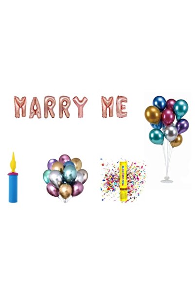 OEM Set baloane Marry Me, cadou pentru decor tort, 68 buc, auriu roz