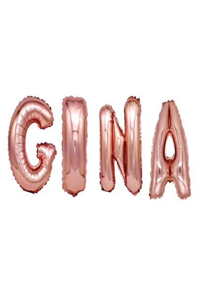 OEM Комплект балони с име Джина, розово злато, 40 см