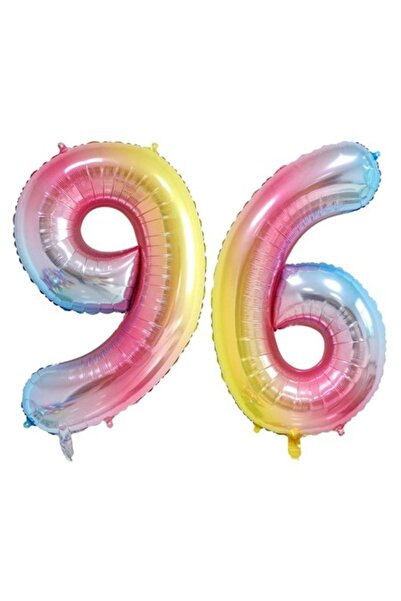 OEM Set 2 baloane folie cifra, ESB, Curcubeu, aniversare 96 ani, 100 cm