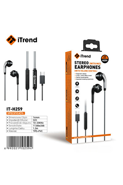 itrend Earphones Type-C H 259 Microphone Adjustable Volume Call Handling