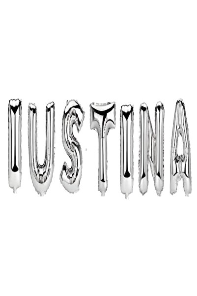 OEM Set baloane cu litere „Iustina”, argintii, 40 cm