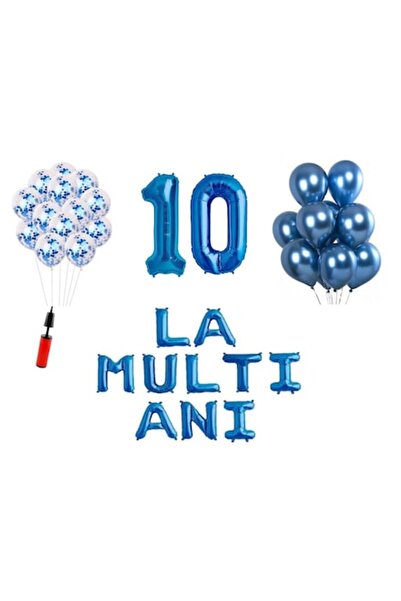 OEM Set baloane 33 buc, „LA MULTI ANI” aniversare 10 ani, folie număr 101 cm,...