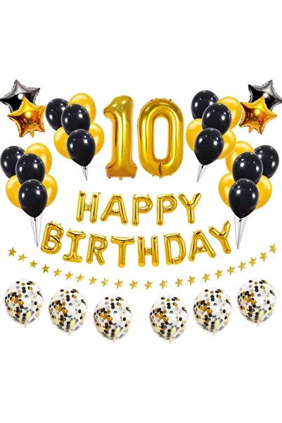 Glam Your Party Set 54 baloane, La mulți ani, Confetti, Glam Your Party, Negr...