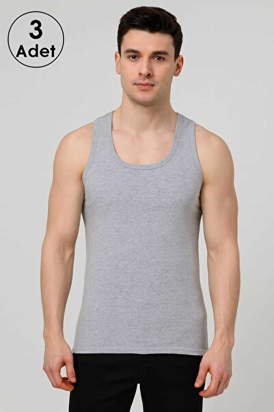 Sedef Yıldızı Γκρι Ανδρικό Στράπλες 3 Τεμάχια Βαμβακερό