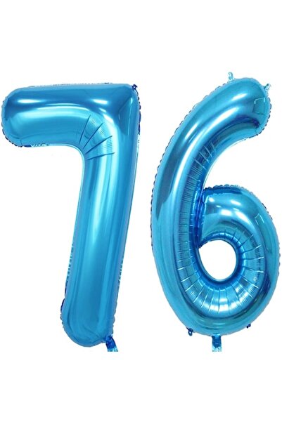 OEM Σετ 2 μπαλόνια αλουμινίου, ESB, Μπλε, 76α γενέθλια, 100 cm