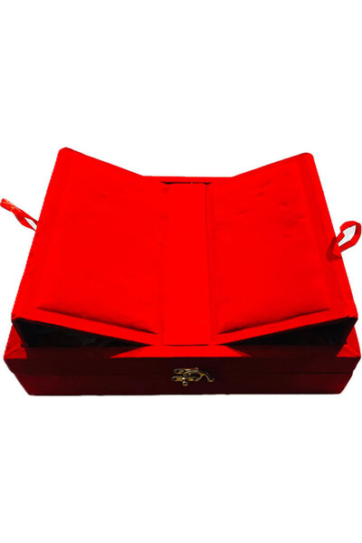 M.A Traders 2-in-1 Rehal and Qur'an Box – Red Velvet Quran Holder with Dual Functionality (Holy Book holder)