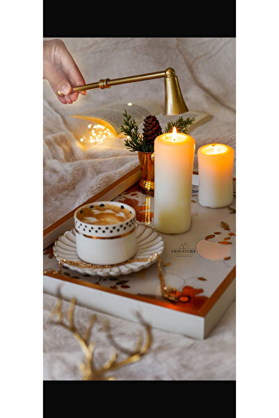 ersu store 24 cm El Yapımı Mum Söndürücü Altın Gold Renk Sap İşlemeli Hediyel...