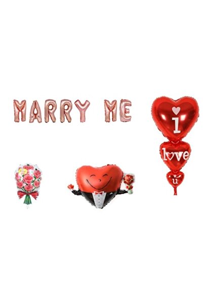 OEM Σετ μπαλονιών «Marry Me», δώρο για την κορυφή της τούρτας, 11 τεμάχια, ρο...