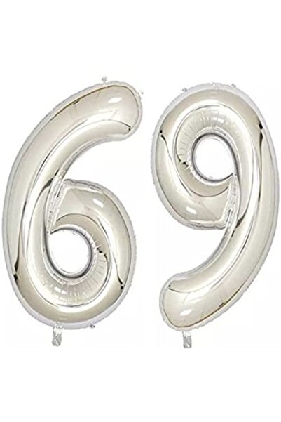 OEM Set de 2 baloane folie cu numere, ESB, Argintiu, 69 de ani, 105 cm