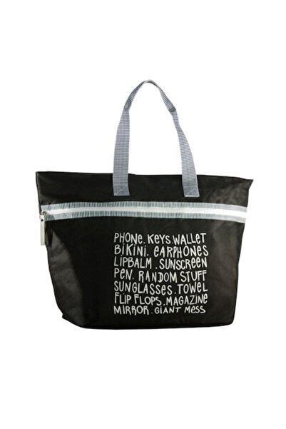 Wonderland Summer Beach Bag, Black, 60x40x22 cm