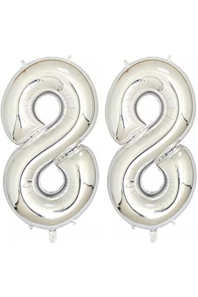 OEM Set de 2 baloane folie cu numere, ESB, argintii, aniversare 88, 100 cm