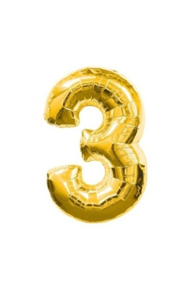 Bruno Balon folie, cifra 3, auriu, 100 cm