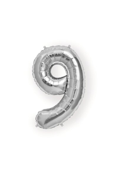 Baloane Sofia Balon folie numărul 9 argintiu 35 cm