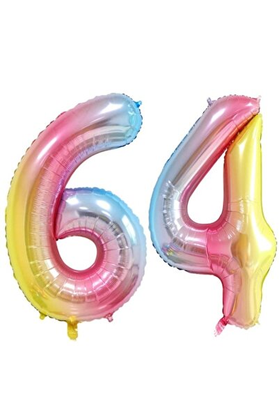 OEM Set 2 baloane folie cifra, ESB, Curcubeu, aniversare 64 ani, 105 cm