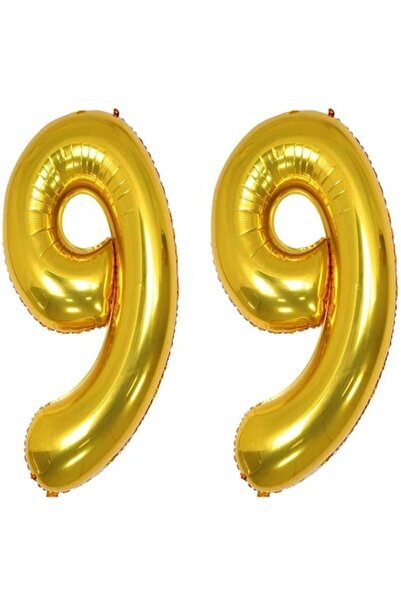 OEM Set de 2 baloane folie cu numere, ESB, aurii, aniversare 99, 105 cm