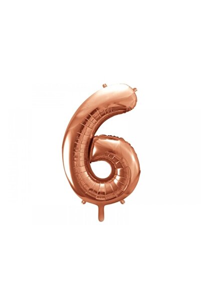 DECO Foil Balloon Figure, Number 6, Rose Gold