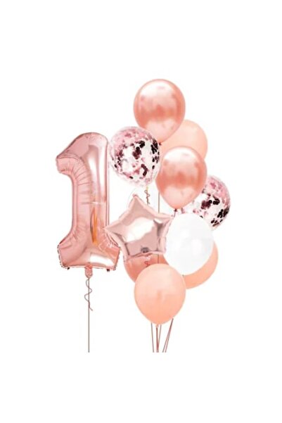 OEM Set 12 Baloane Aniversare 1 An, fata, rose gold