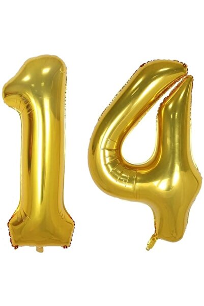 OEM Set 2 baloane folie cifra, ESB, Auriu, aniversare 14 ani, 105 cm