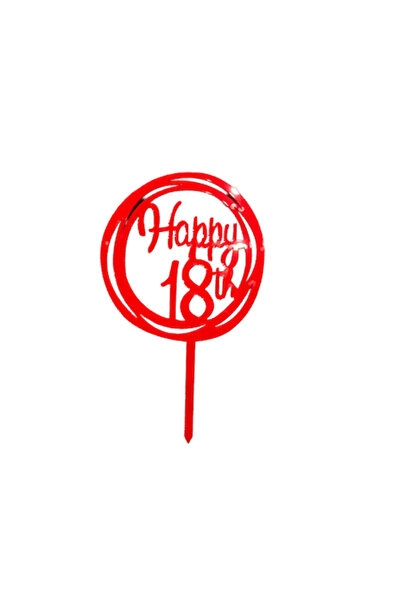 OEM Cake topper Majorat, 18Ani, model Rotund, Rosu