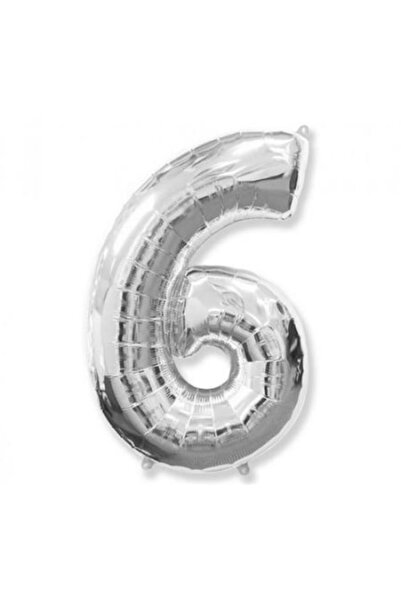 Advance Μεταλλικό μπαλόνι, αριθμός 6, ασημί, 100 cm