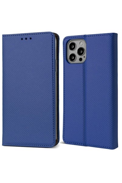 MOOZY Калъф за телефон, Moozy, с флип капак, за iPhone 14 Pro, тъмносин, кожен