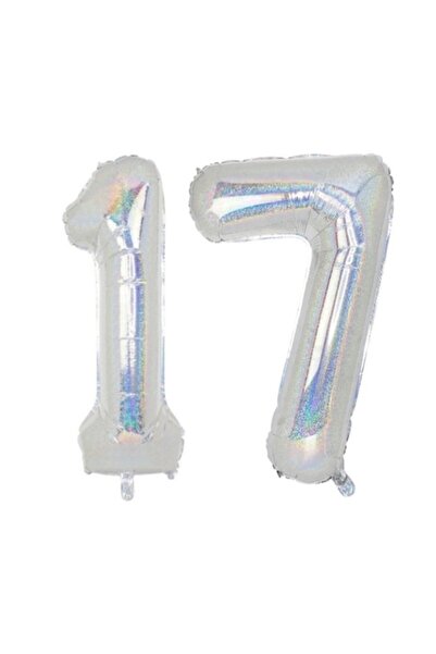OEM Set of 2 foil number balloons, ESB, Holographic, 17th Anniversary, 100 cm