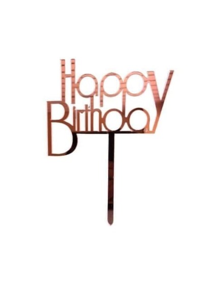 OEM Topper pentru tort La multi ani, Rosegold, m3, 14cm