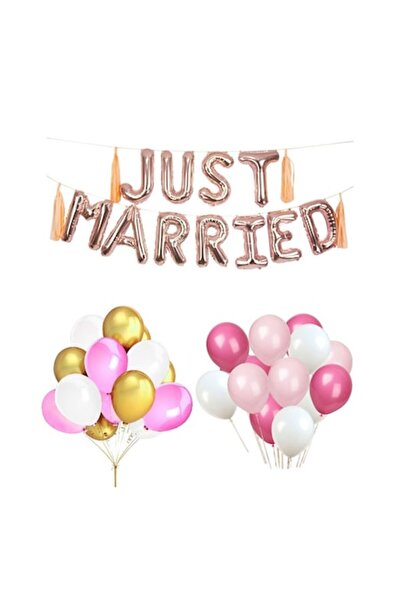 Glam Your Party Set of 41 wedding balloons, JUST MARRIED, letter balloons, Glam Your Party, Rose Gold, 40 cm