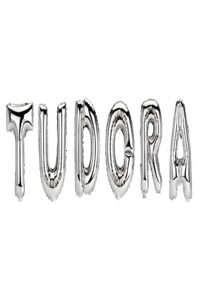 OEM Set de baloane cu litere „Tudora”, argintii, 40 cm