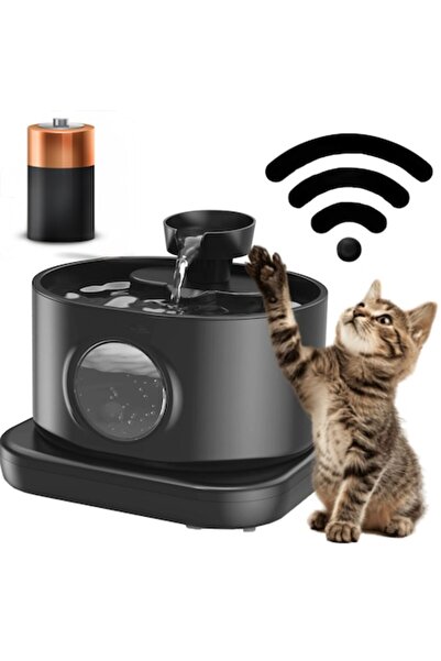 AMYMAT Dispenser Apa Automat, Wireless, Tip Fantana Pentru Pisici Si Caini, senzor de miscare, Filtr