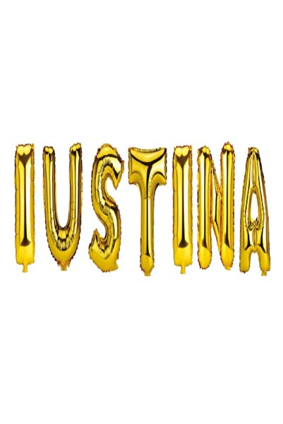 OEM Set baloane cu litere Nume Iustina, aurii, 40 cm
