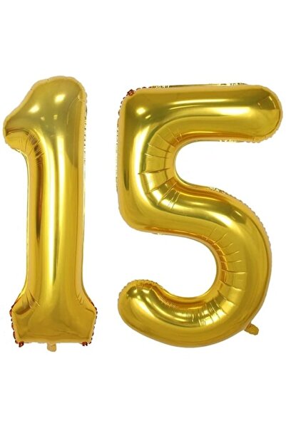OEM Set de 2 baloane folie cu numere, ESB, aurii, aniversare 15 ani, 100 cm