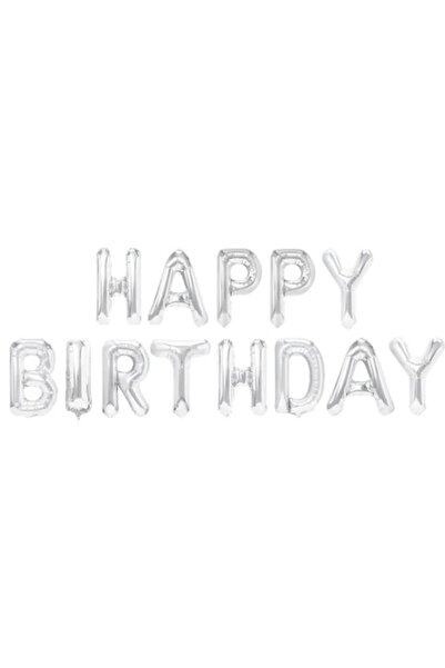 Partydeco Set de 13 baloane folie „La mulți ani” 40cm argintii