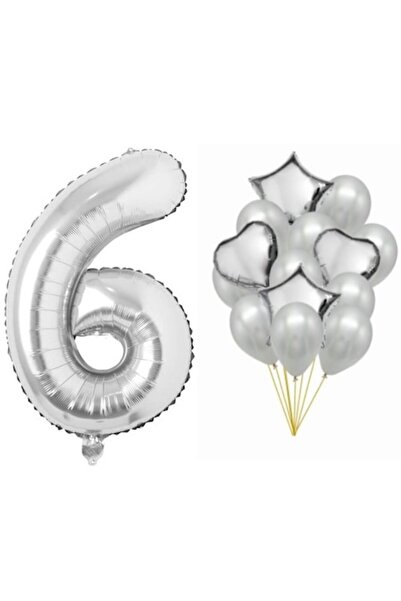 OEM Set 15 baloane argintii, aniversare de 6 ani