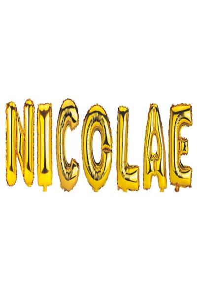 OEM Set baloane cu litere pentru nume „Nicolae”, aurii, 40 cm
