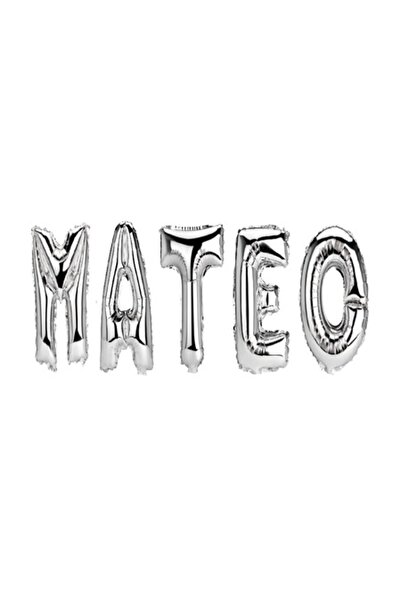 OEM Σετ μπαλόνια Όνομα Mateo, Ασημί, 40Cm