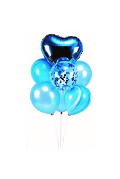 OEM Σετ μπαλόνια λατέξ με μπλε και γαλάζιο στήριγμα 7 τεμ. 70 εκ.