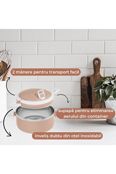 Jumbo Thermal food container, pastel pink
