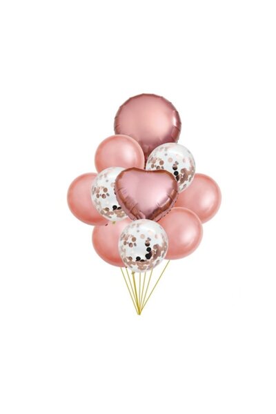 NO BRAND Set 10 baloane cu confetti, culoare roz, 30 cm