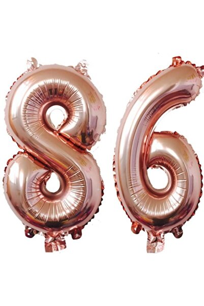 OEM Set de 2 baloane folie, ESB, auriu roz, aniversare 86 de ani, 100 cm