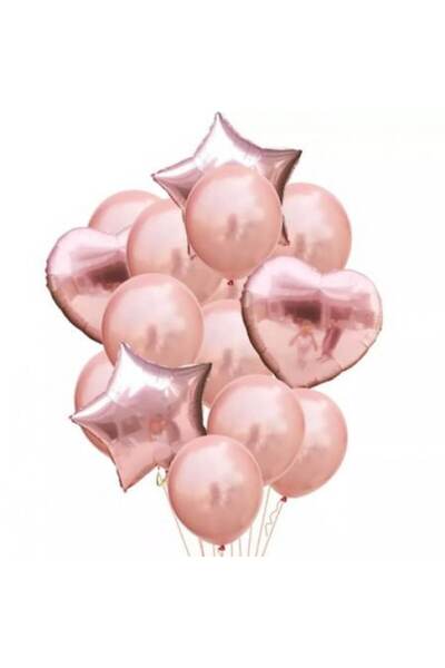NO BRAND Set 14 baloane, roz, 30 cm, metalice
