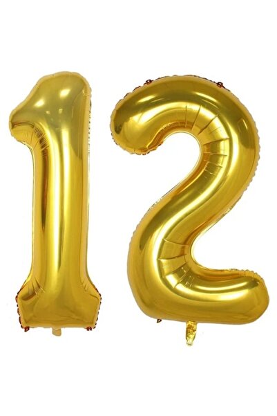OEM Set 2 baloane folie cifra, ESB, Auriu, aniversare 12 ani, 105 cm