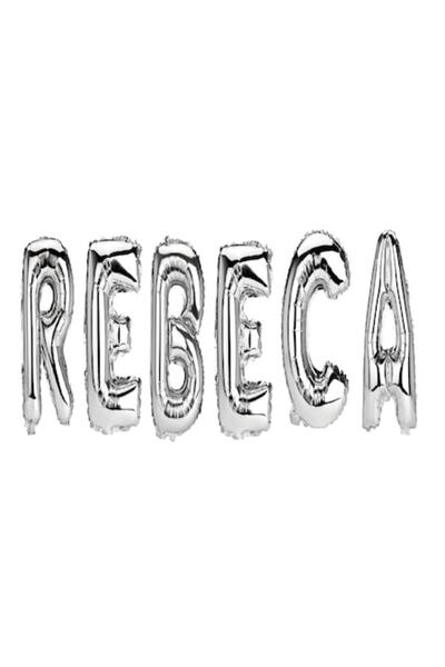 OEM Letter Balloon Set 'Rebeca', Silver, 40 cm