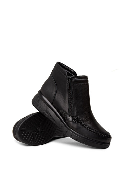 Deery Γυναικείες μαύρες μπότες από γνήσιο δέρμα με φερμουάρ