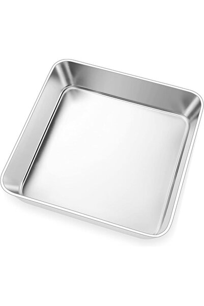 The Bros قالب كيك مربع من الفولاذ المقاوم للصدأ مقاس 8 بوصات، مقاس 20×20 سم، ...